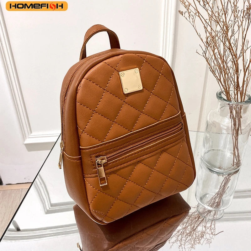 Homefish Rhombus Plaid Pattern Bag Large Capacity Shoulder Crossbody Casual Cell Phone Backpack