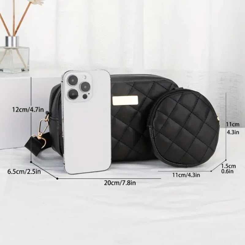 Quilted Crossbody Bag with Detachable Mini Coin Purse