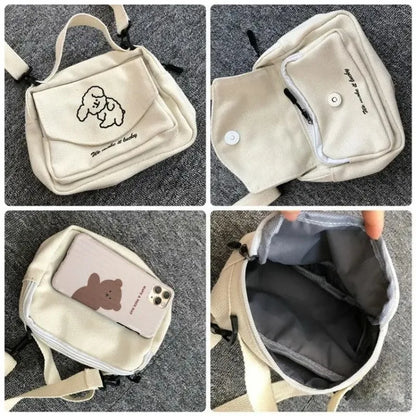 Cute Canvas Crossbody Bag – Small Cartoon Shoulder Bag for Teen Girls