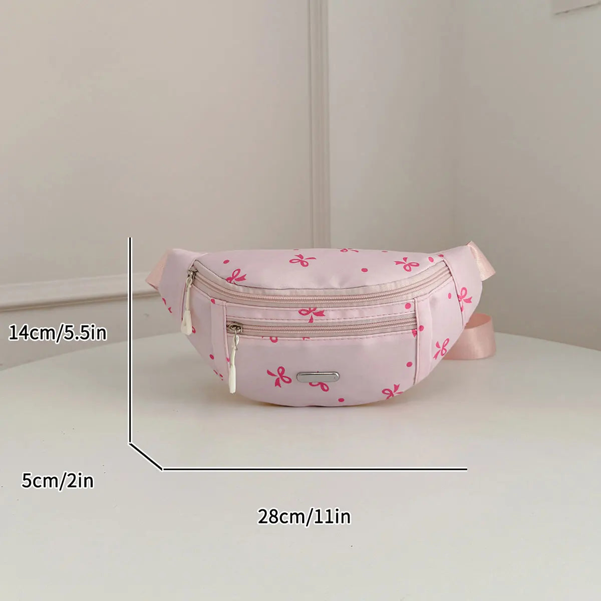 Fashionable Sweet Bow Printed Women S Chest Bag Lightweight Large Capacity Layered Waist Crossbody