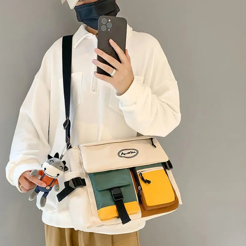 Waterproof Nylon Messenger Bag – Unisex Crossbody Shoulder Bag
