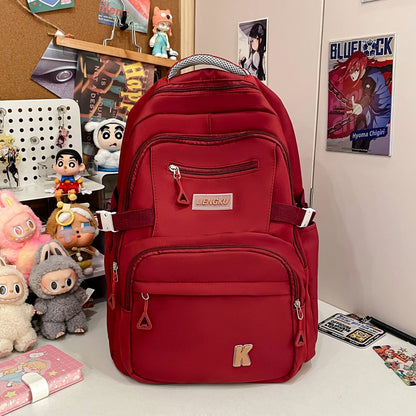 Simple Stylish College Student Backpack Nylon Lightweight Large Capacity Computer School Commuting