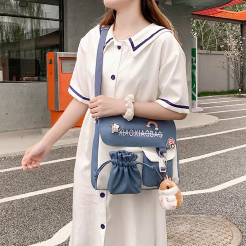 Simple Canvas Messenger Bag Large Capacity Crossbody Bag Trendy Flap Shoulder Bag
