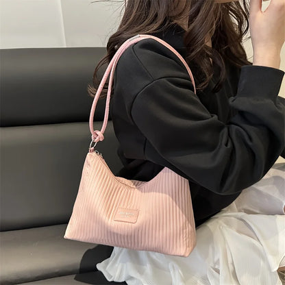 Pleated Shoulder Bag – Lightweight Textured Underarm Tote