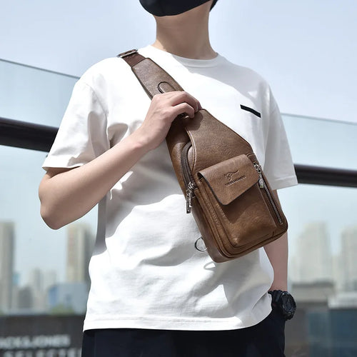 Men S Crossbody Bag Fashionable Multi-Layered Large-Capacity Waterproof Single-Shoulder Crossbody