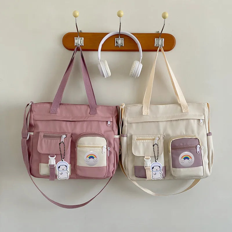Harajuku Nylon Shoulder Bag – Multi-Pocket Crossbody Messenger Bag