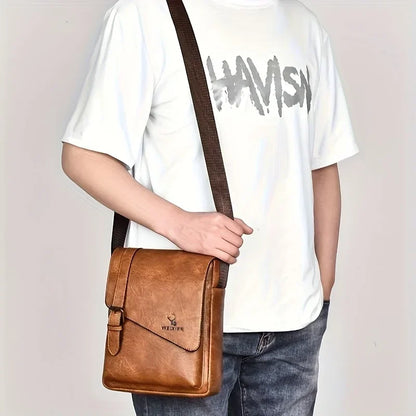 Men's Vintage PU Leather Crossbody Messenger Bag