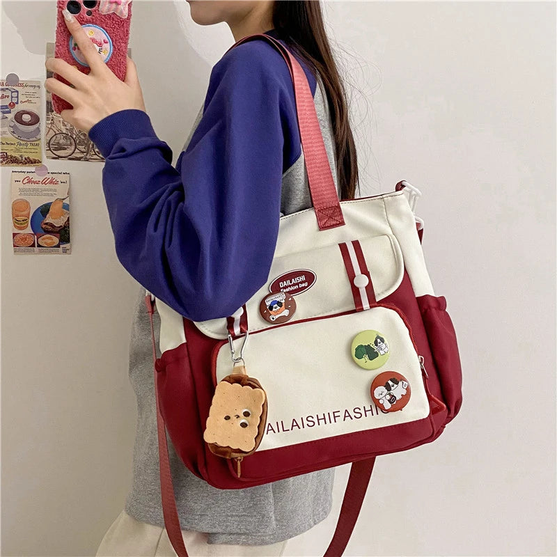 Oxford Shoulder Bag Cute Tote Bag Cartoon Handbag Purse