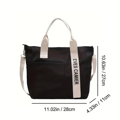 Multi-Pocket Canvas Tote Bag – Adjustable Crossbody Shoulder Bag