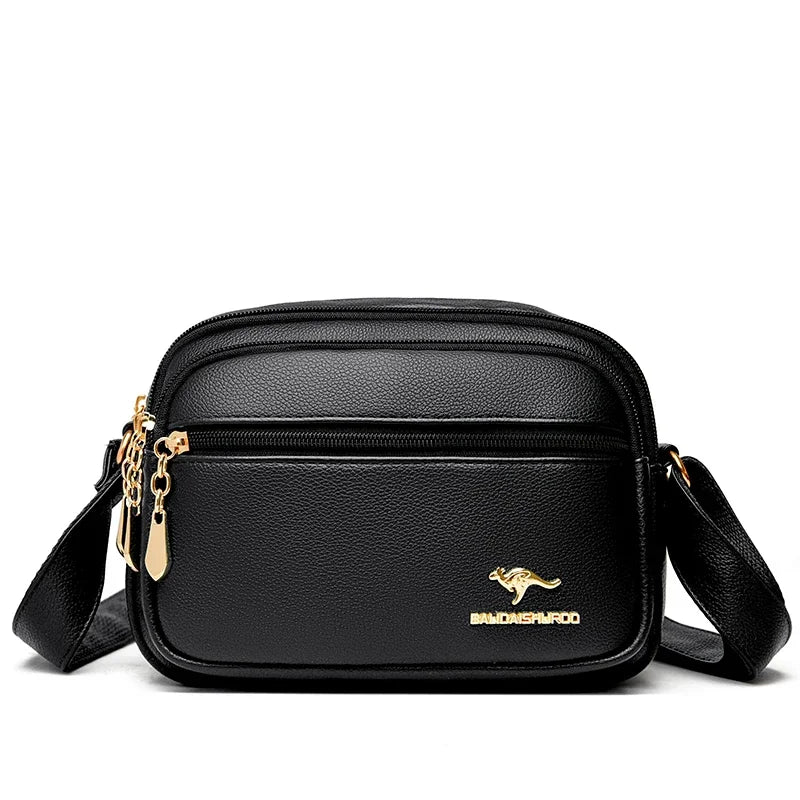 Leather Crossbody Purse for Women – Multi-Pocket Shoulder Messenger Bag