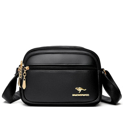Leather Crossbody Purse for Women – Multi-Pocket Shoulder Messenger Bag