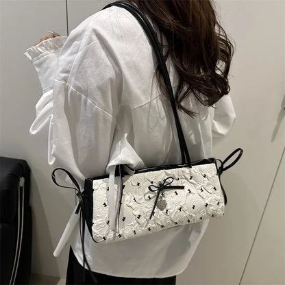 Bow Heart Pendant Shoulder Bag – Elegant Women's Underarm Purse