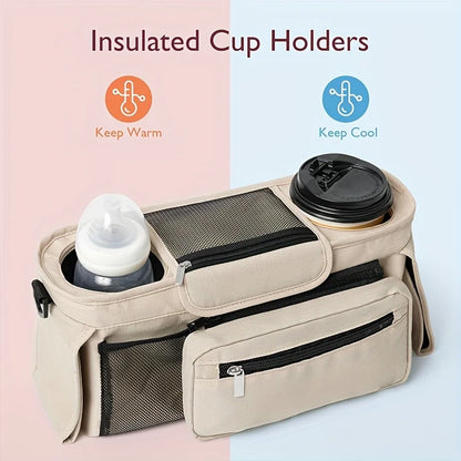 Stroller Organizer Bag with Cup Holders – Large Capacity Baby Caddy