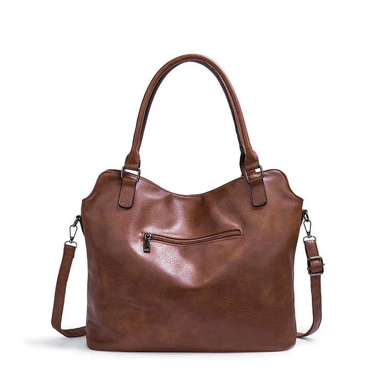 2-Piece Vintage PU Leather Handbag & Wristlet Purse Set