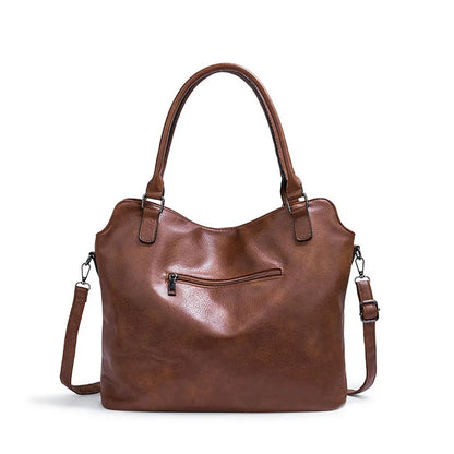 2-Piece Vintage PU Leather Handbag & Wristlet Purse Set