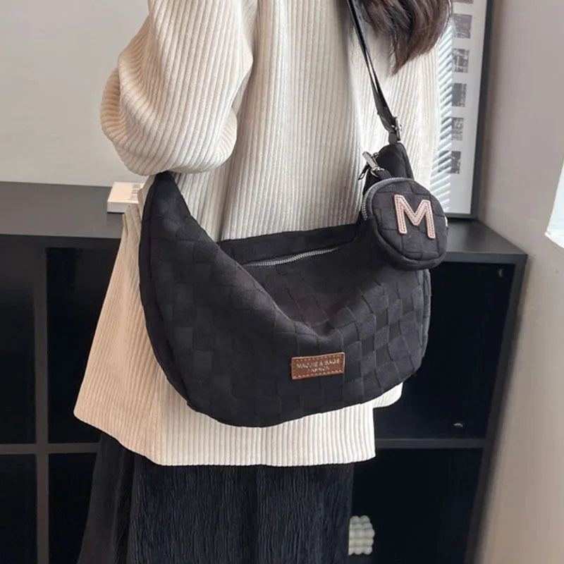 Korean Version White Cotton Messenger Bag Newwomen S Large Capacity Tote