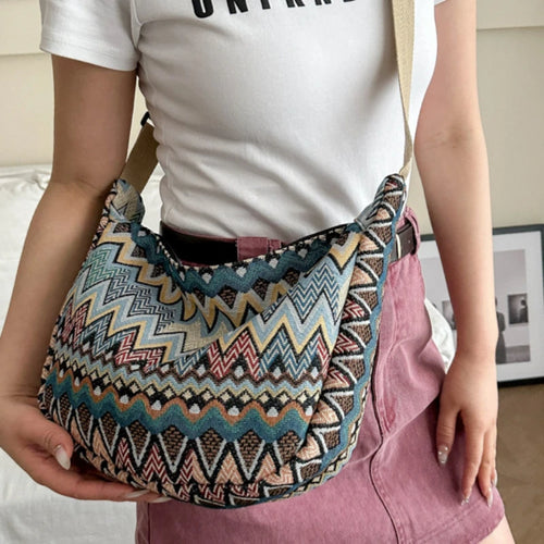 Boho Embroidered Shoulder Bag – Large Capacity Women's Tote