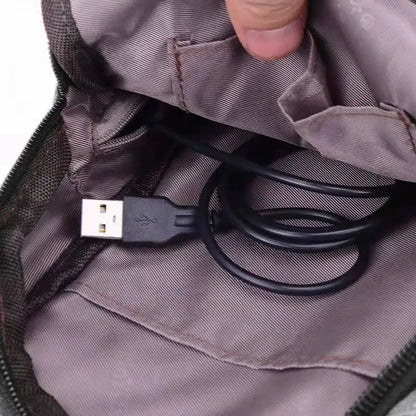 Men S Multifunctional Shoulder Bag Usb Charging Leisure Sports Large Capacity Waterproof Oxford