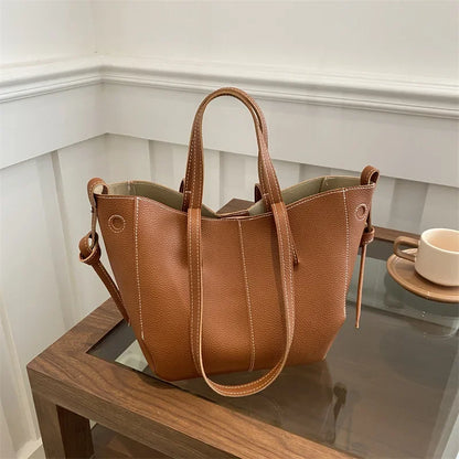 Stylish Casual Tote Bag Large Capacity Pu Leather Handbag Women Wing Bag Commuting Shoulder Armpit