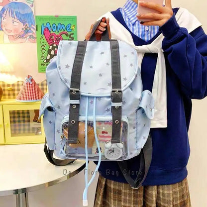 Skyblue Transparent Ita Backpack – Large Capacity DIY Rucksack