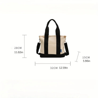 Color Block Canvas Tote Bag – Large Shoulder & Crossbody Bag