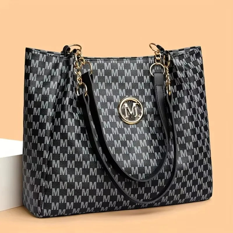 Monogram Tote Bag – Large Capacity Shoulder Bag for Women