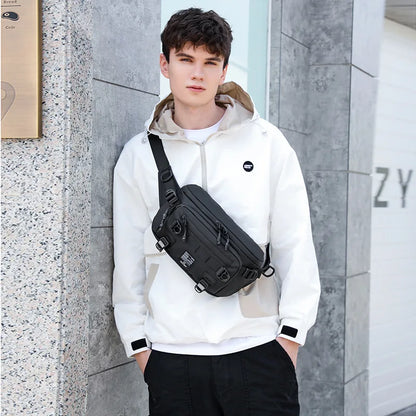 Men S Single-Shoulder Crossbody Bag Outdoor Waterproof Oxford Fabric Large-Capacity Multi-Functional