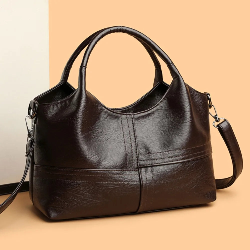 Single Shoulder Bag Pu Leather Large-Capacity Women S Handbag Multiple Compartments