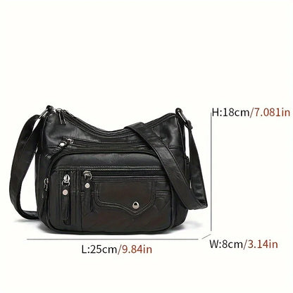 Vintage Faux Leather Messenger Bag for Women – Water-Resistant