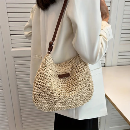 Rattan Straw Crossbody Bag – Women's Woven Beach Shoulder Bag