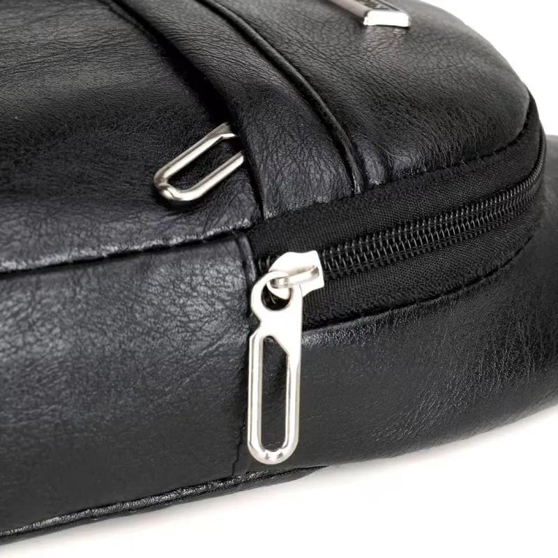 Men's PU Leather Sling Bag – Retro Crossbody Chest Bag