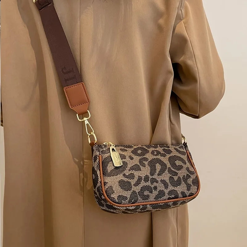 Leopard Print Crossbody Bag – Women's Faux Leather Shoulder Purse