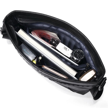 Top-Grain Cowhide Single-Shoulder Bag Men Casual Crossbody Bag Large-Capacity Single-Shoulder