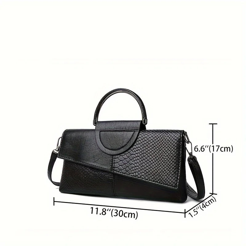 Crocodile Pattern Envelope Clutch Bag – Top Handle & Crossbody