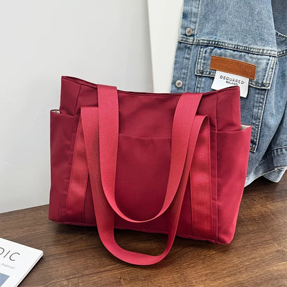 Chic Large Capacity Tote Bag Women Lightweight Durable Oxford Fabric Handbag Shoulder Bag