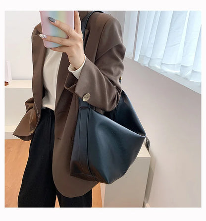 Large Capacity Shoulder Bag Homefish Pu Leather Boston Handbag Women Vintage Pillow Design