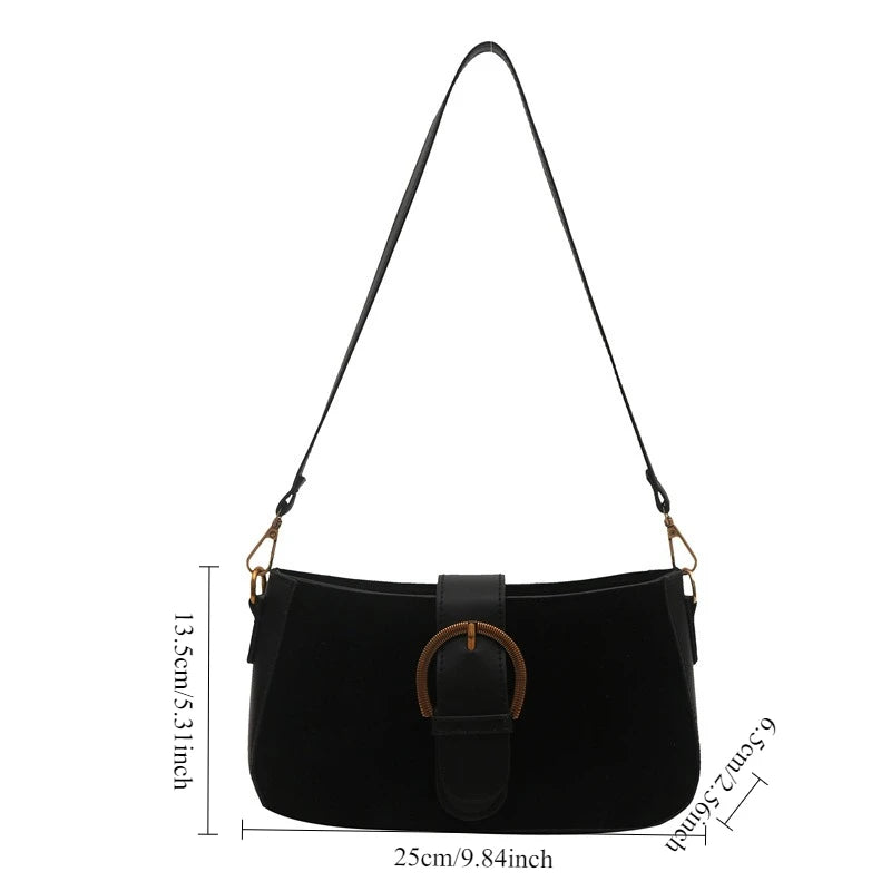 Suede Baguette Bag – Women's Small Shoulder & Crossbody Purse