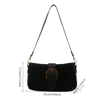Suede Baguette Bag – Women's Small Shoulder & Crossbody Purse
