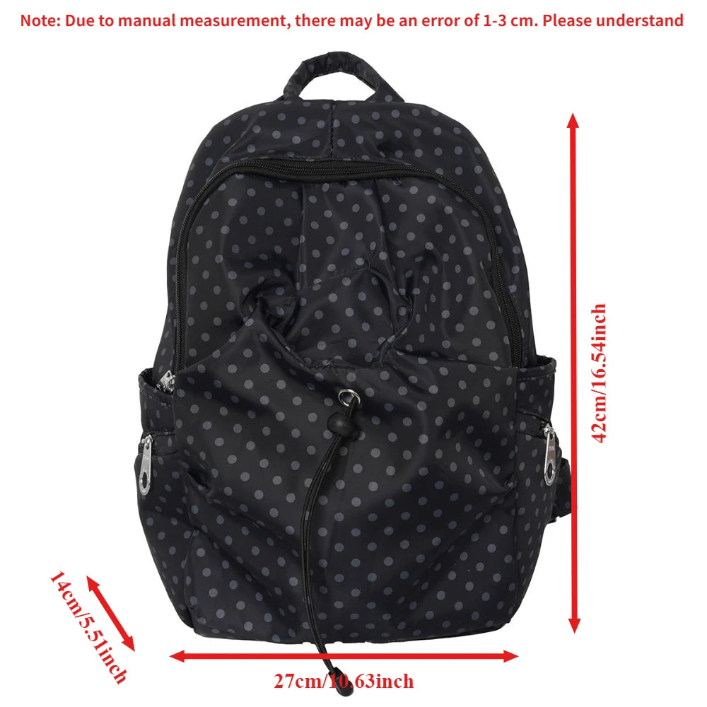 Korean Style Polka Dot Women S Backpack Niche Preppy Versatile Bag Lightweight Nylon Students Travel