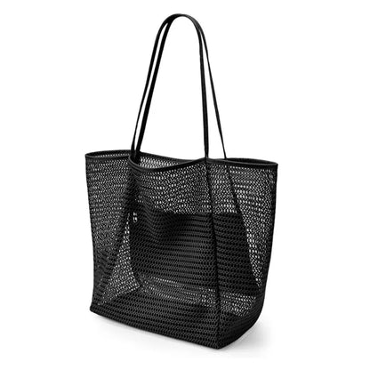 Lightweight Mesh Large Capacity Tote Bag Breathable Openwork Women Shoulder Purse