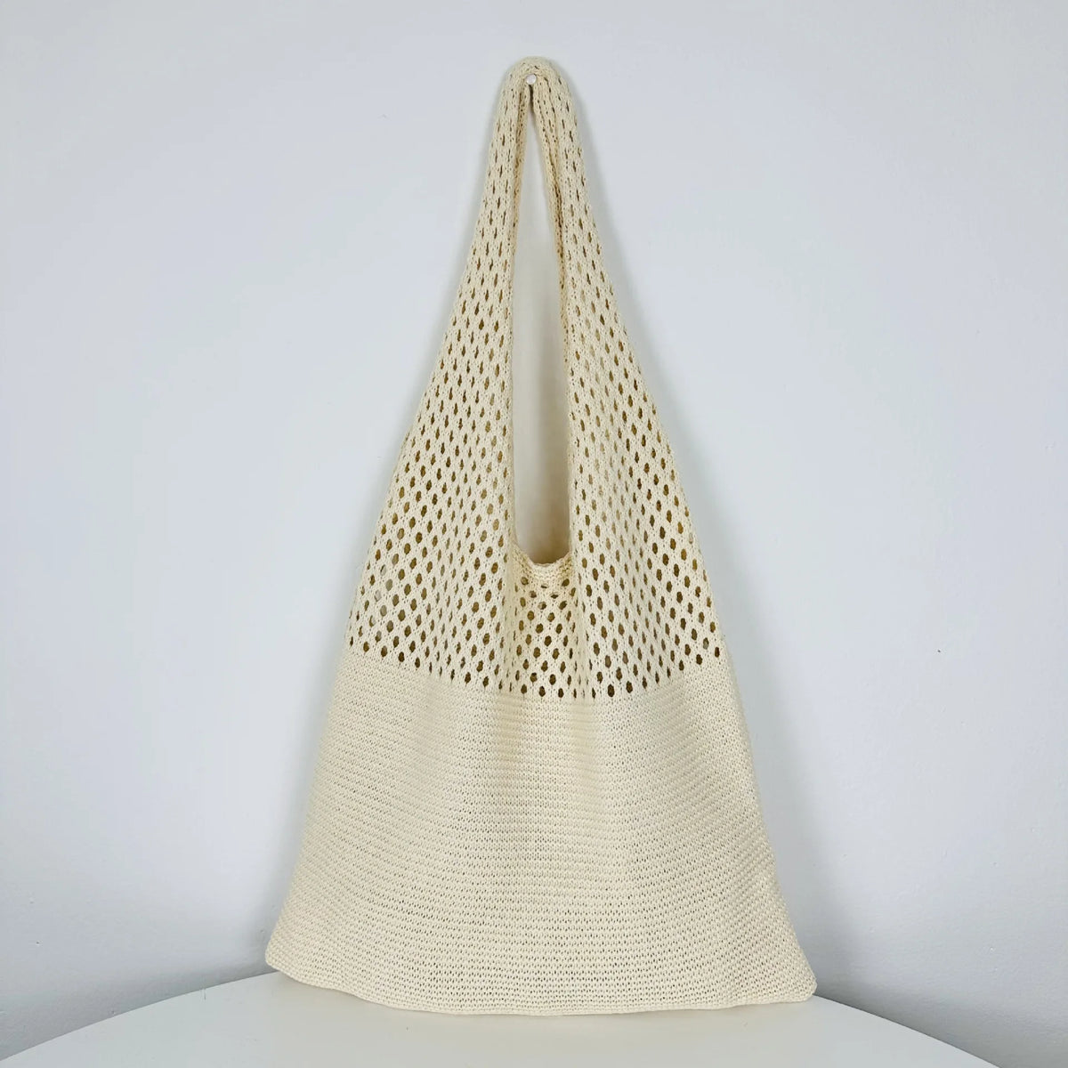 Knit Mesh Tote Bag – Large Hollow-Out Women's Shoulder Bag