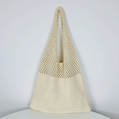 Knit Mesh Tote Bag – Large Hollow-Out Women's Shoulder Bag