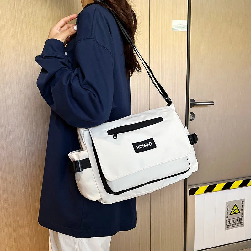 Nylon Crossbody Messenger Bag – Multi-Pocket Shoulder Bag