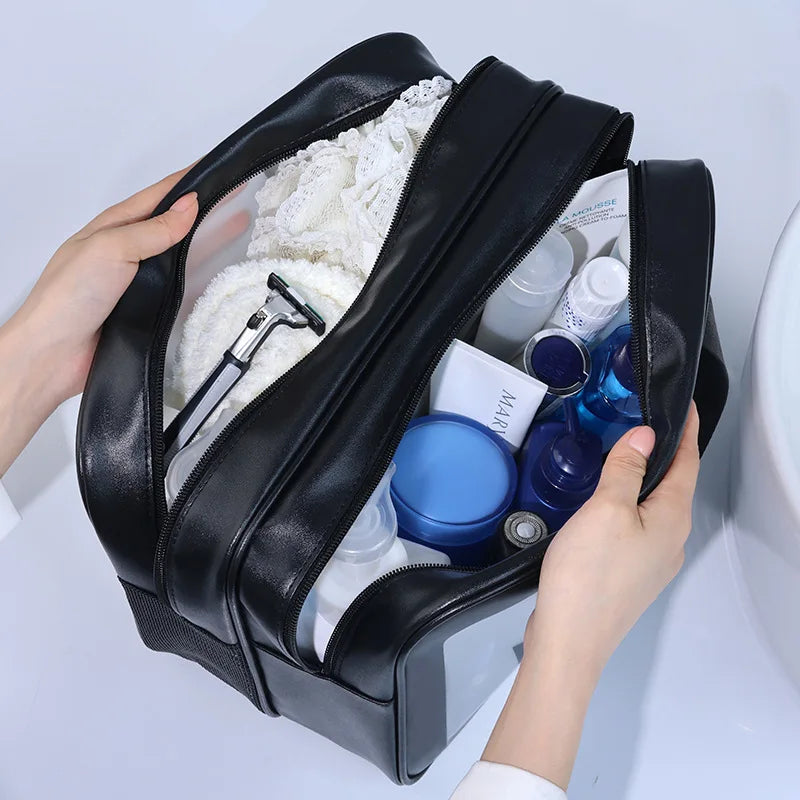 Homefish Large Capacity Transparent Dry Wet Separation Double-Layer Washbag Frosted Travel Portable