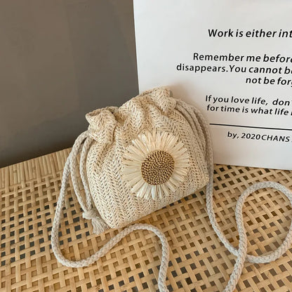 Summer Straw Strap Mouth Women S Woven Bag Single Shoulder Crossbody Travel Amusement