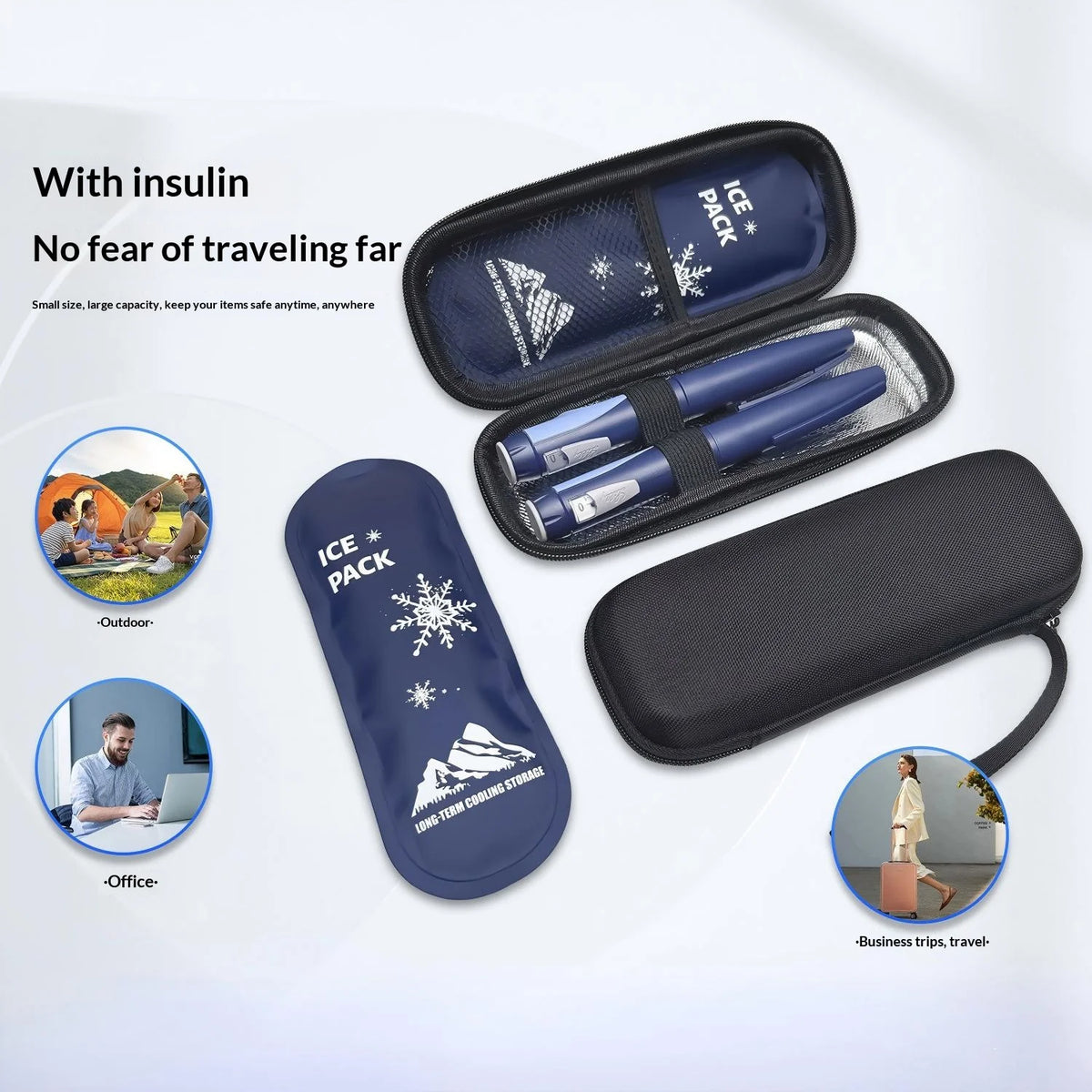 Homefish 1 Or 6 Pcs Diabetic Insulin Travel Cooler Set Reusable Gel Ice Pack Portable Outdoor
