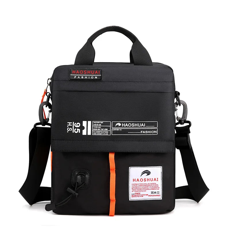 Men S One Shoulder Sling Casual Briefcase Canvas Waterproof Outdoor Function Diagonal Span Bag
