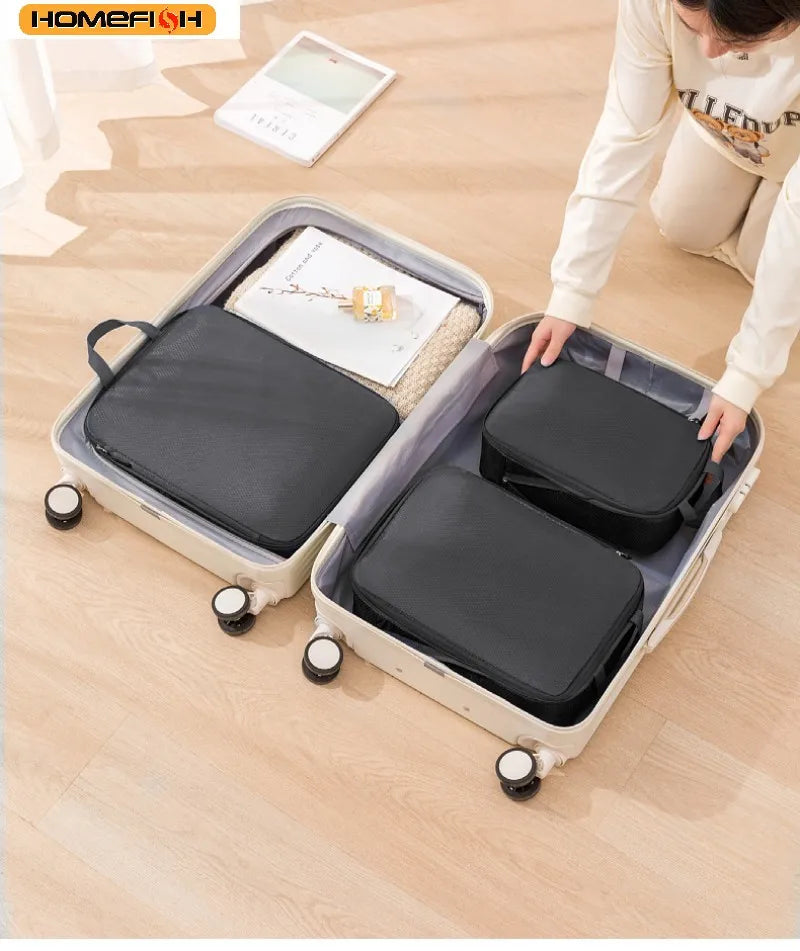 Set Travel Compressible Packing Multifunction Storage Bag Waterproof Suitcase Portable Luggage
