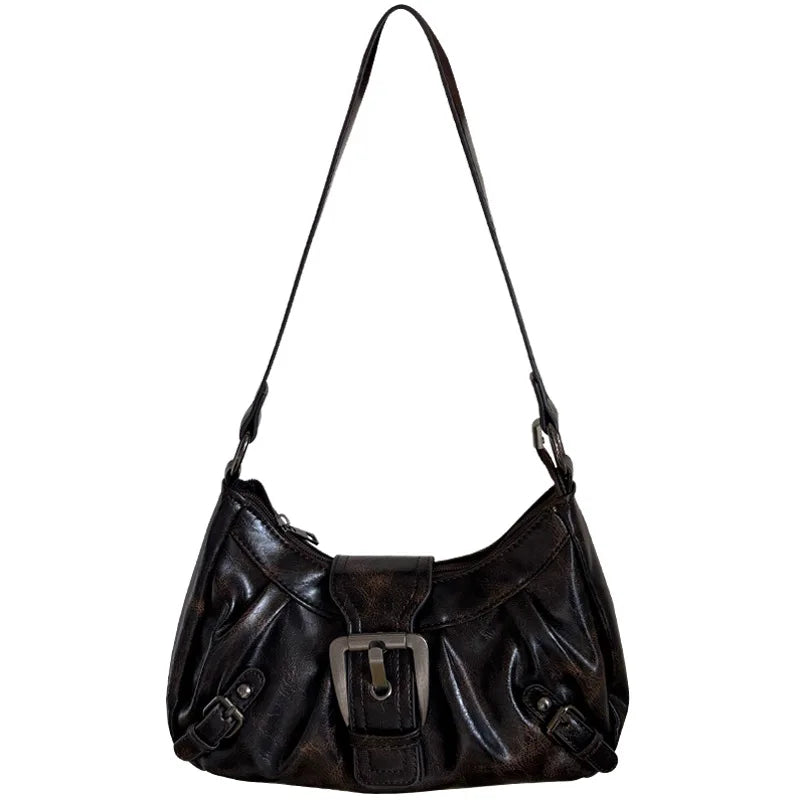 Punk Motorcycle-Style Retro Underarm Bag Multi-Functional Large-Capacity Versatile Shoulder Bag