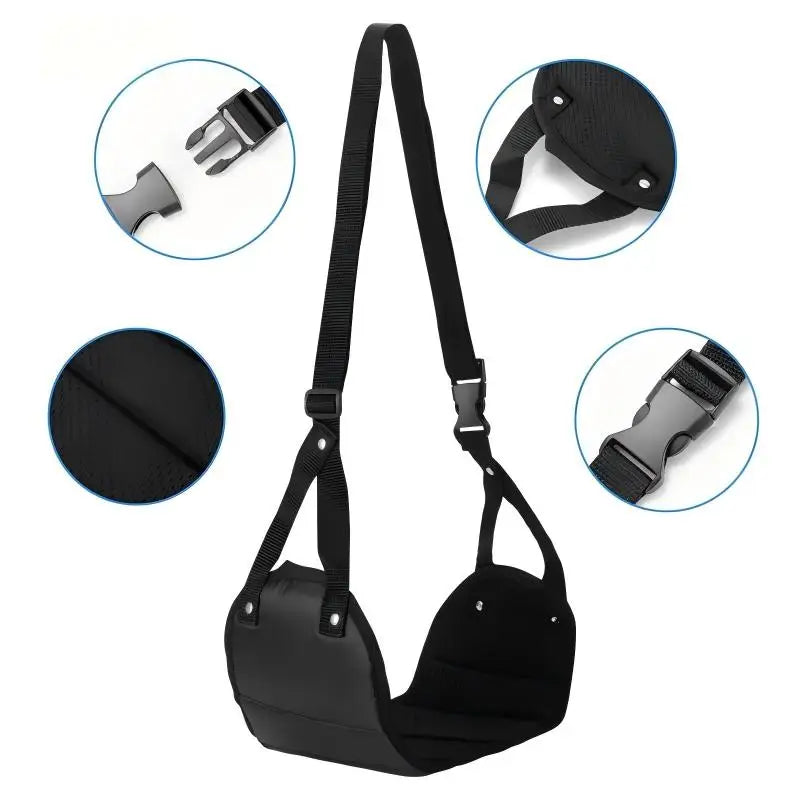 Homefish Portable Airplane Foot Hammock Adjustable Travel Flight Carry Office Under Desk Rest Black